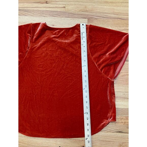 Madewell Women’s M Orange Blouse Top Velvet Tee Holiday Flowy Stretch Fall Boho - Picture 10 of 10